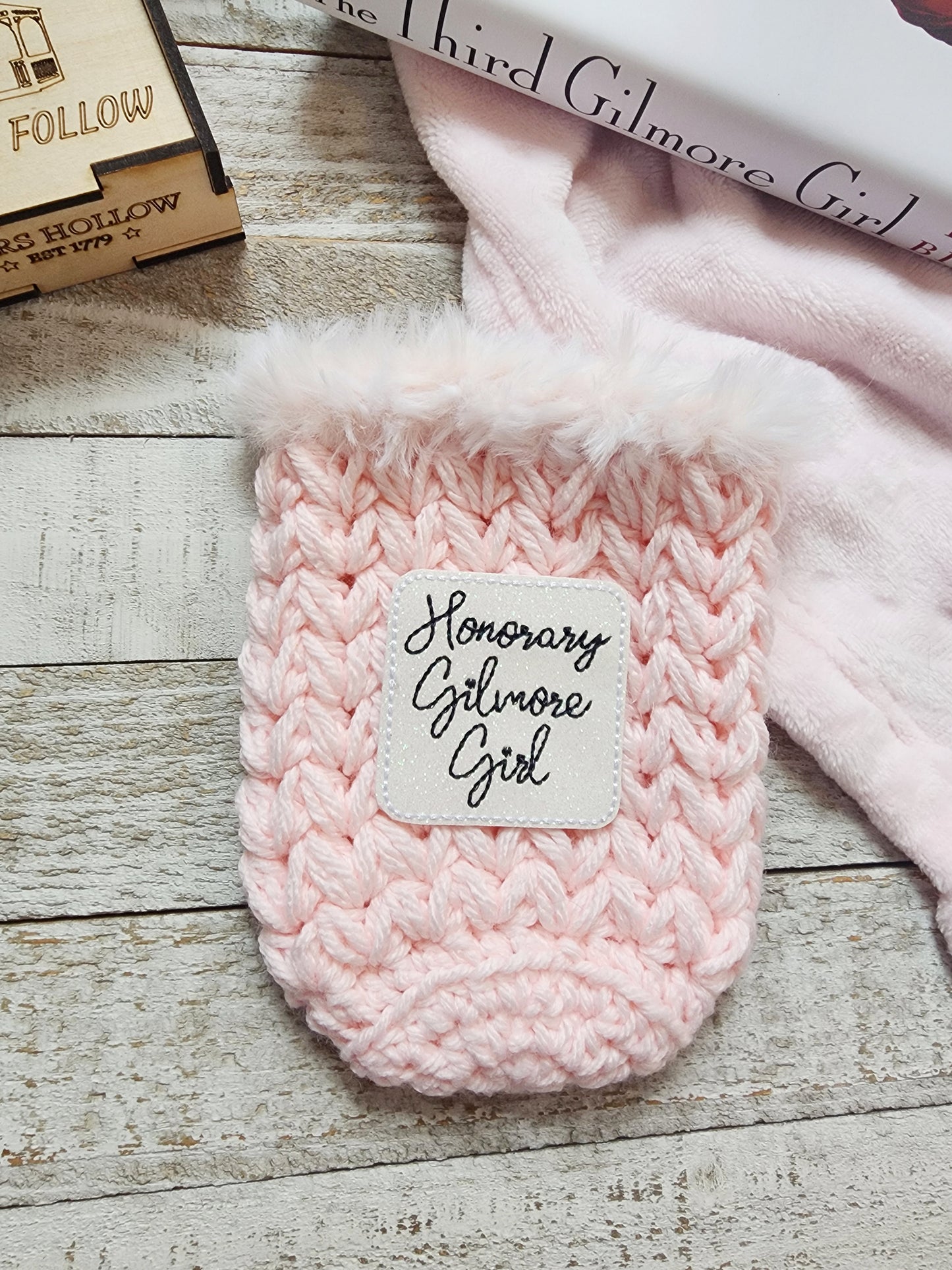 Fuzzy Pink Honorary Gilmore Girl Iced Coffee Cozy