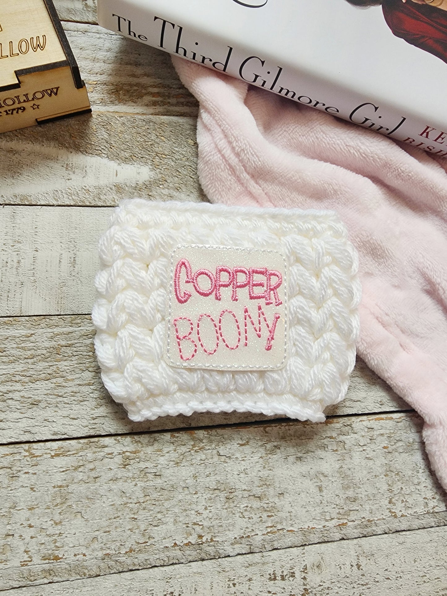 White Copper Boom Hot Coffee Cozy