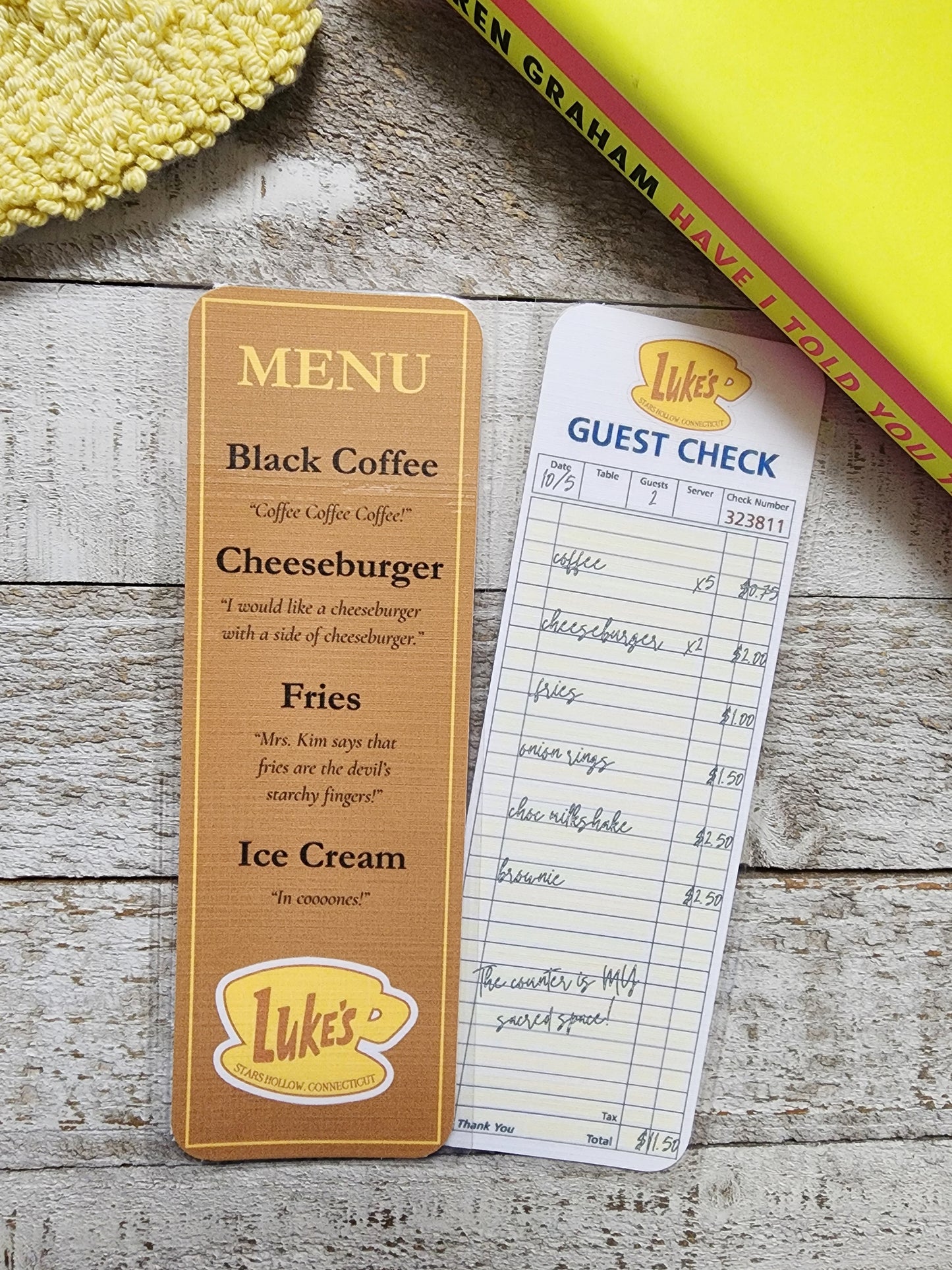 Luke's Menu & Guest Check Bookmarks (set of 2)