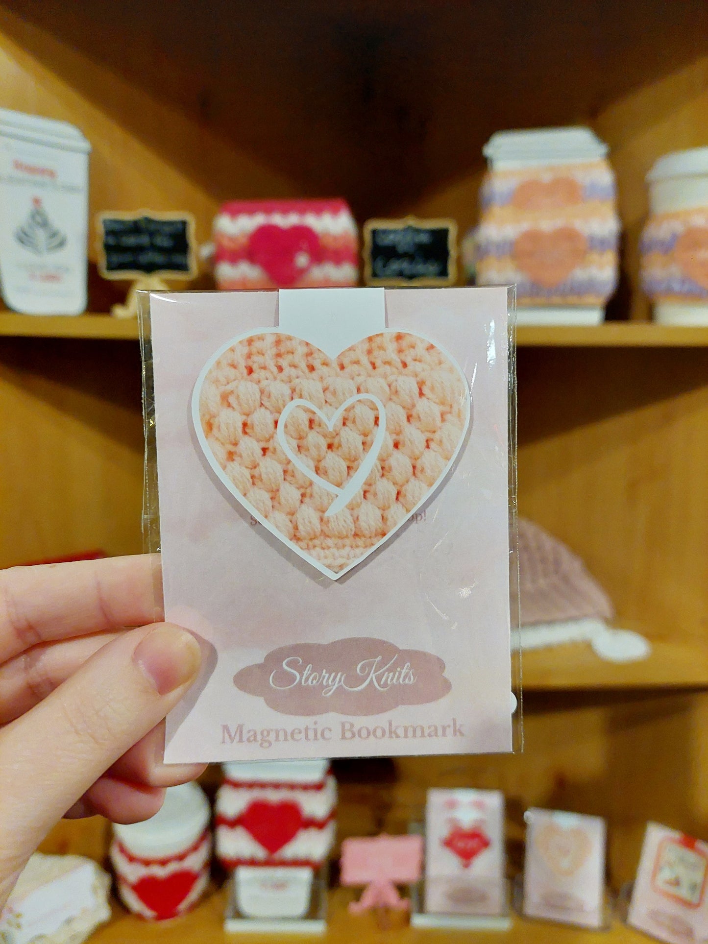 Peach Heart Magnetic Bookmark