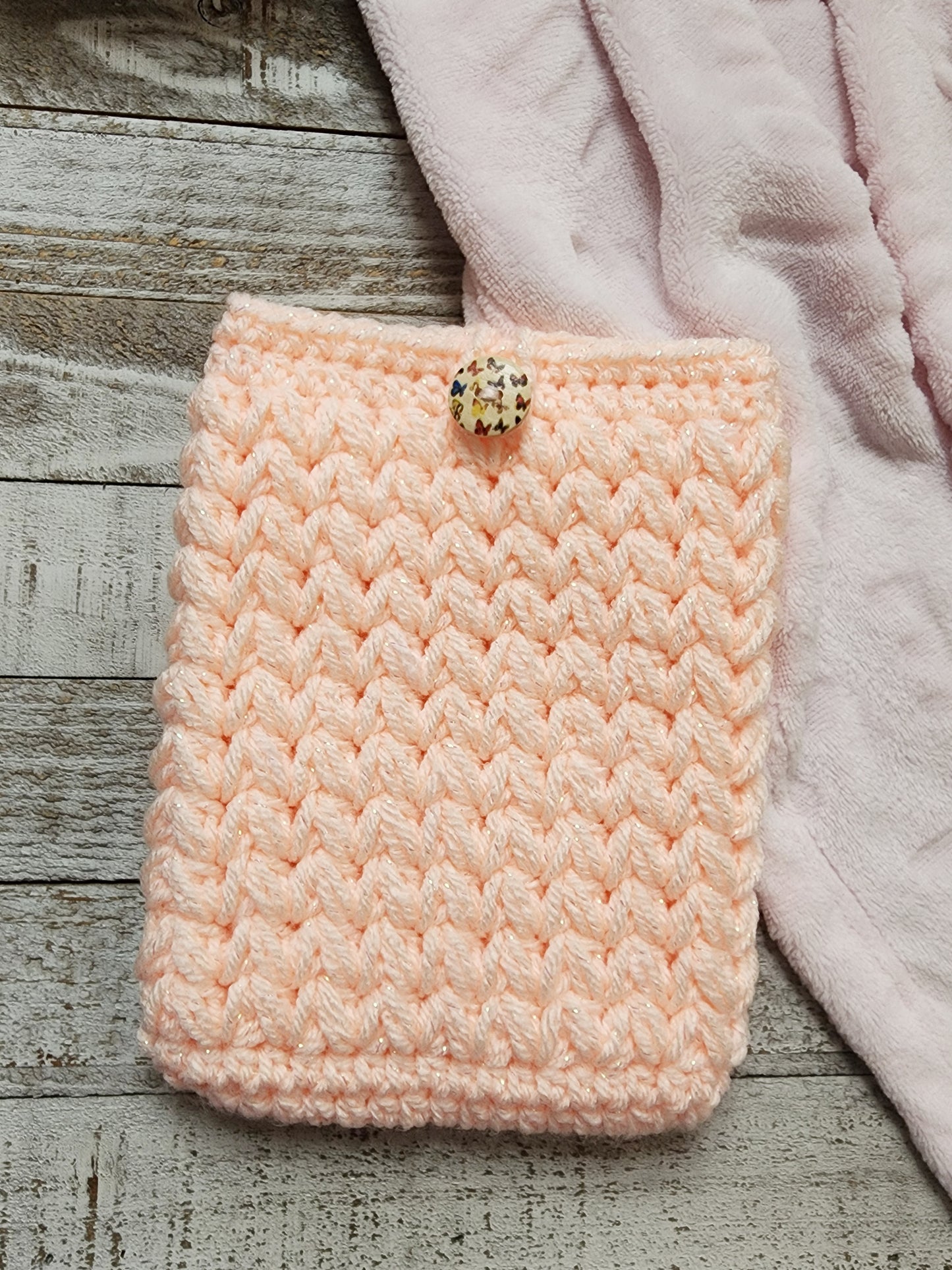 Peach Glitter Stripes Kindle Sleeve