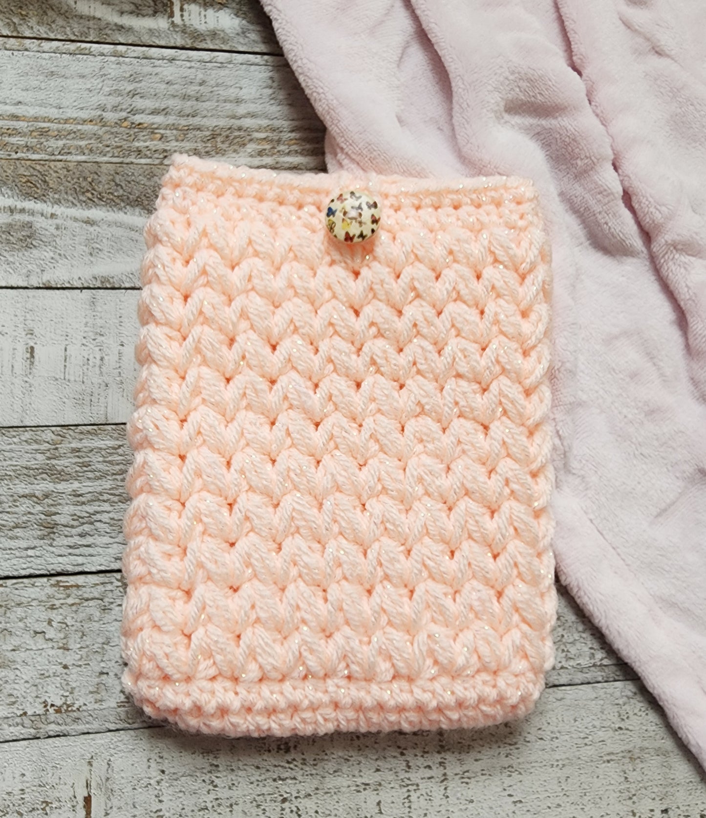 Peach Glitter Stripes Kindle Sleeve