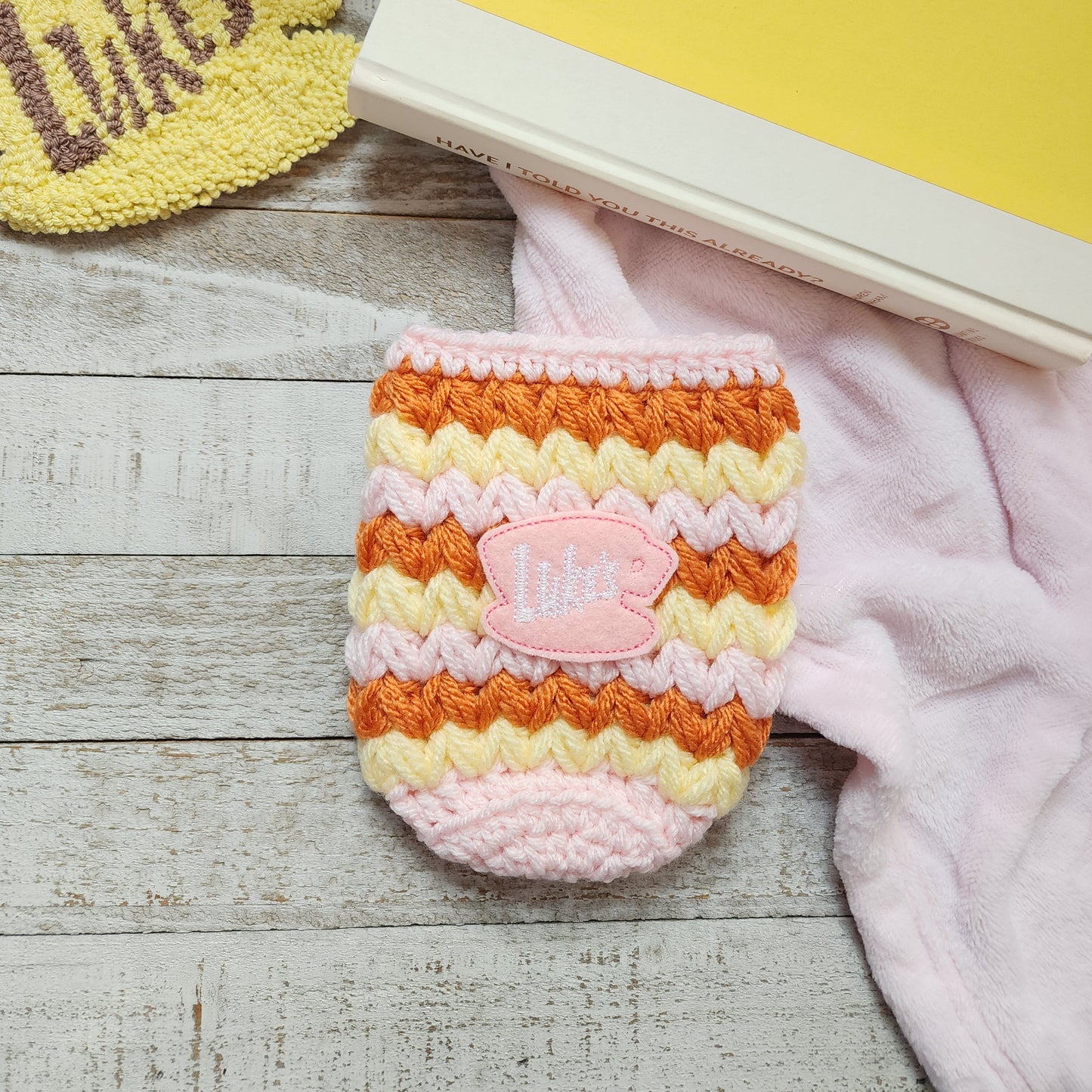 Pink & Yellow Luke's Iced Coffee Cozy