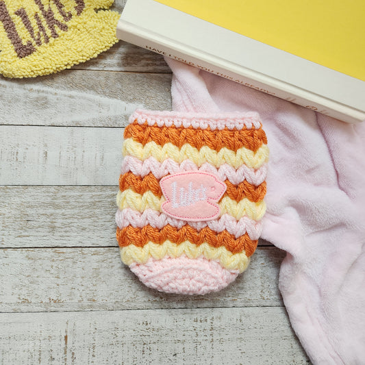Pink & Yellow Luke's Iced Coffee Cozy
