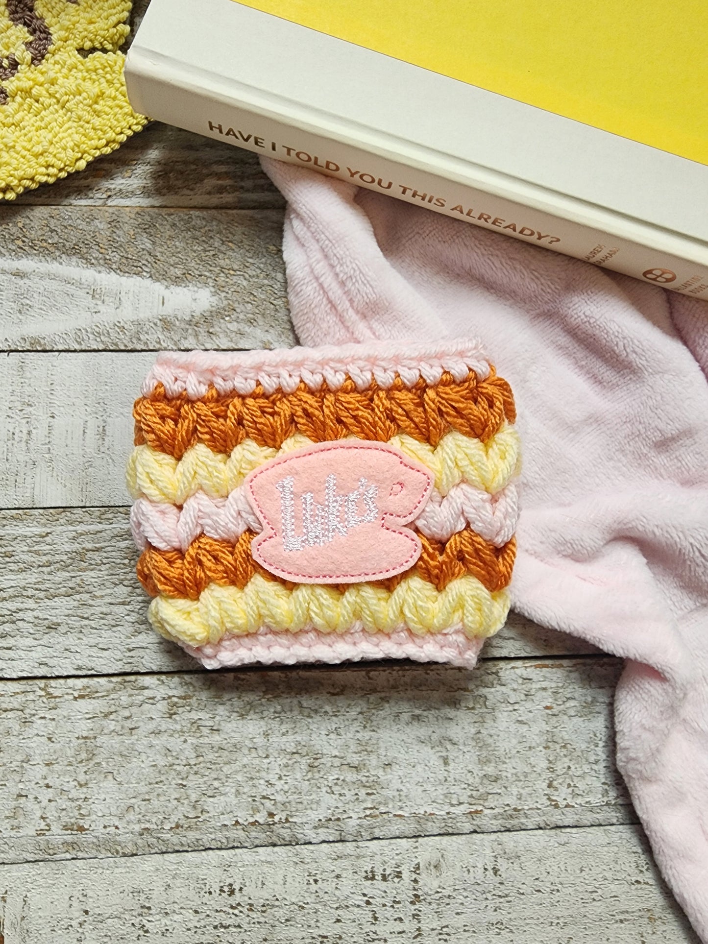 Pink & Yellow Luke's Hot Coffee Cozy