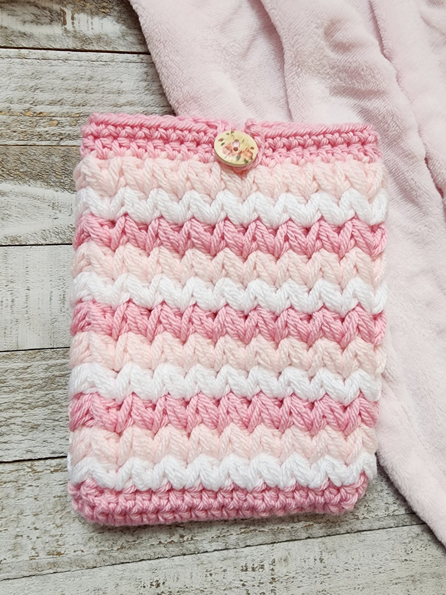 Pink & White Stripes Kindle Sleeve