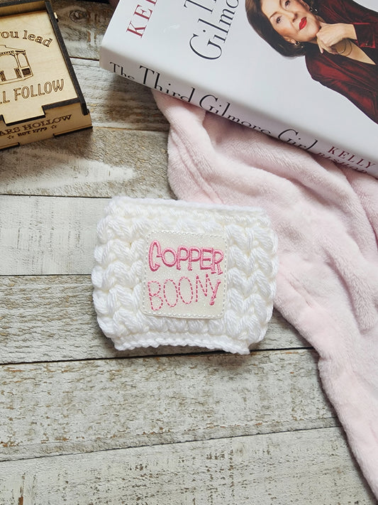 White Copper Boom Hot Coffee Cozy