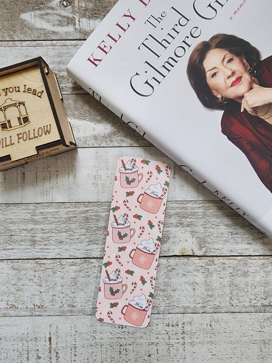 Pink Hot Chocolate and Holly Bookmark