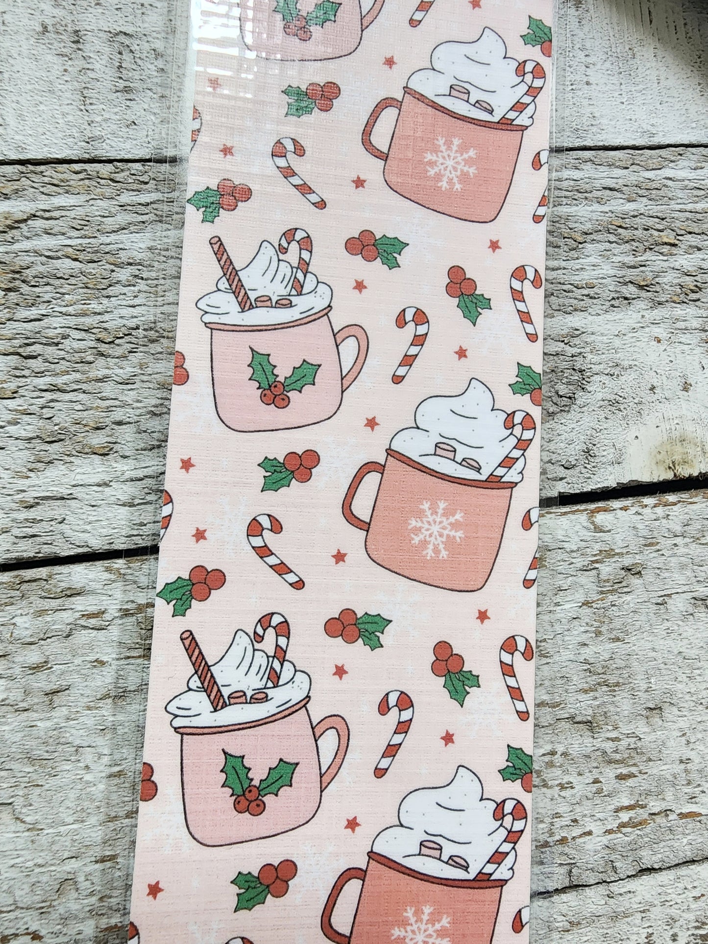 Pink Hot Chocolate and Holly Bookmark